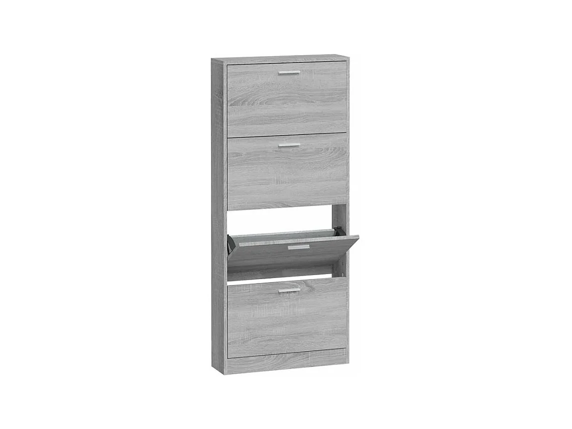 Armoire à chaussures en bois Puerto L59xH150xP17 – 4 portes rabattables-Couleur Chêne gris