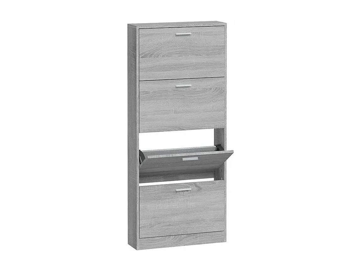 Armoire à chaussures en bois Puerto L59xH150xP17 – 4 portes rabattables-Couleur Chêne gris