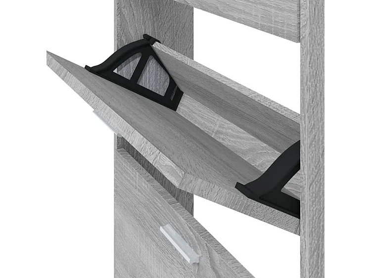 Armoire à chaussures en bois Puerto L59xH150xP17 – 4 portes rabattables-Couleur Chêne gris