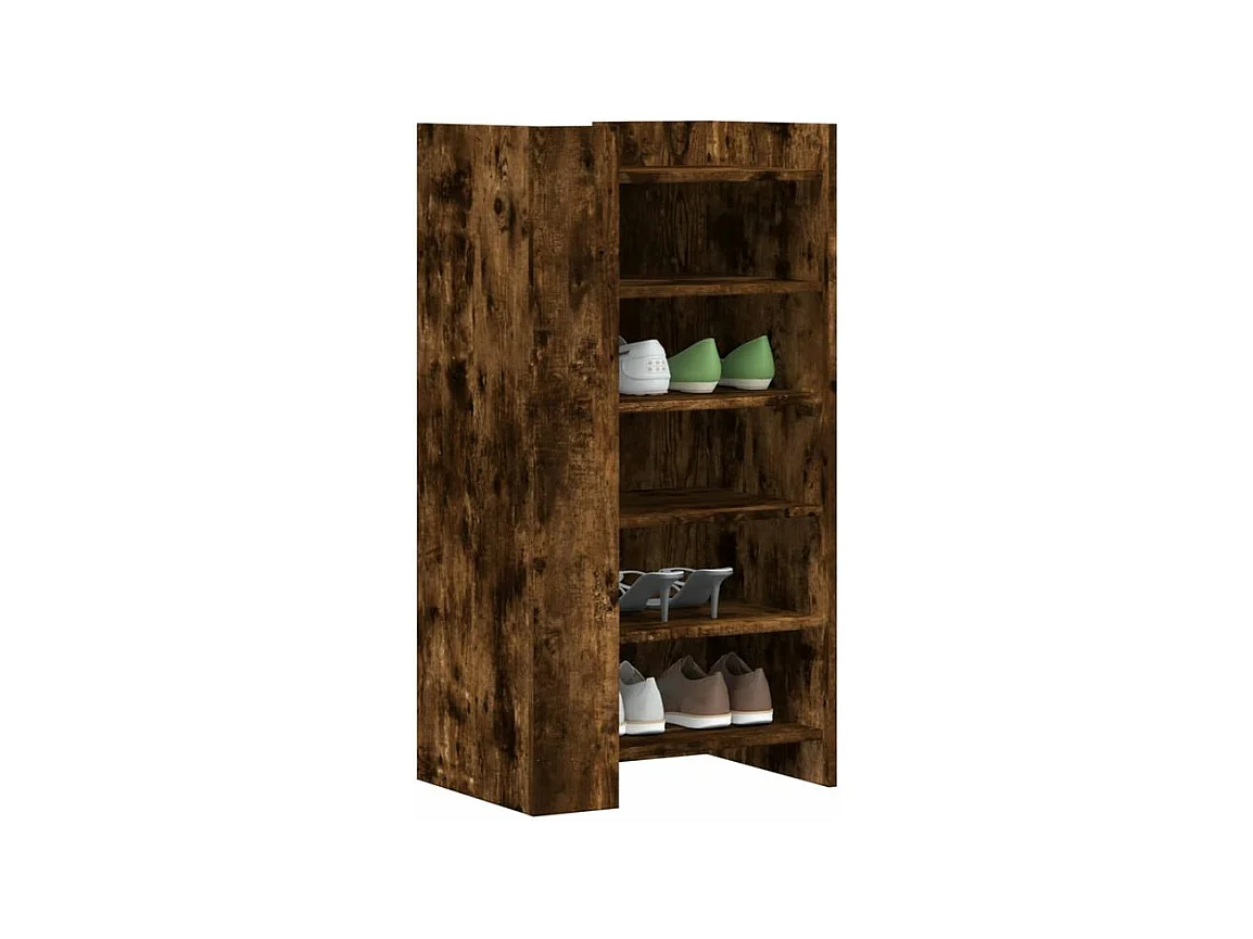 Armoire à chaussures chêne fumé 52x37,5x100 bois d'ingénierie