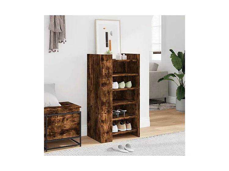 Armoire à chaussures chêne fumé 52x37,5x100 bois d'ingénierie