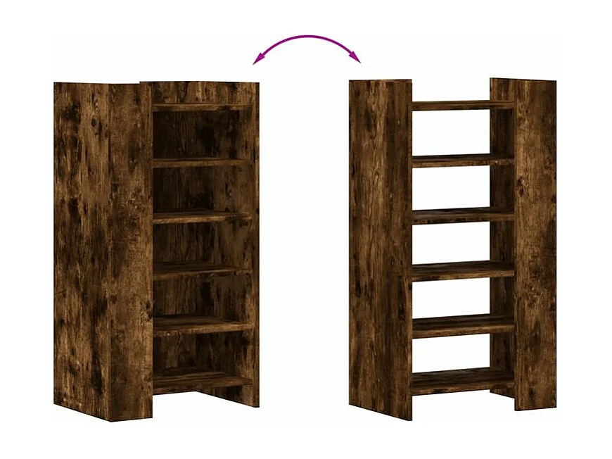 Armoire à chaussures chêne fumé 52x37,5x100 bois d'ingénierie