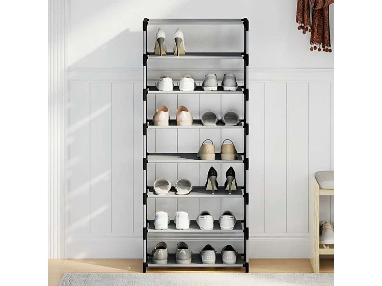 Étagère à chaussures 8 niveaux gris 54x28x124 tissu non-tissé