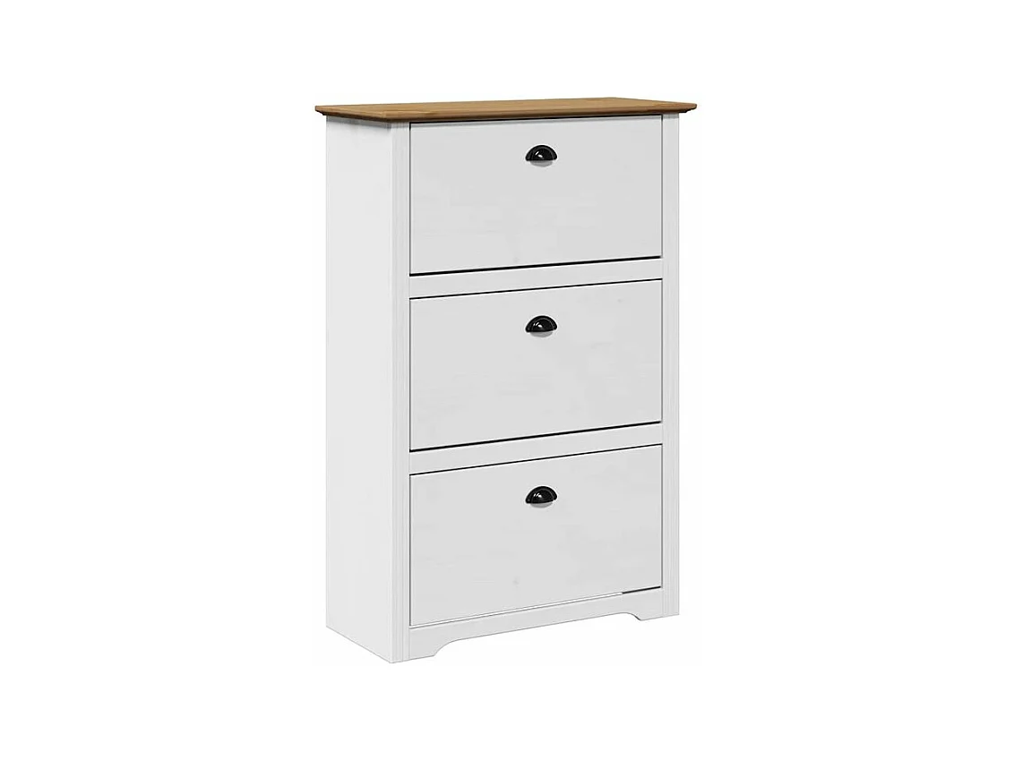 Étagère à chaussures BODO blanc et marron 80x35x118