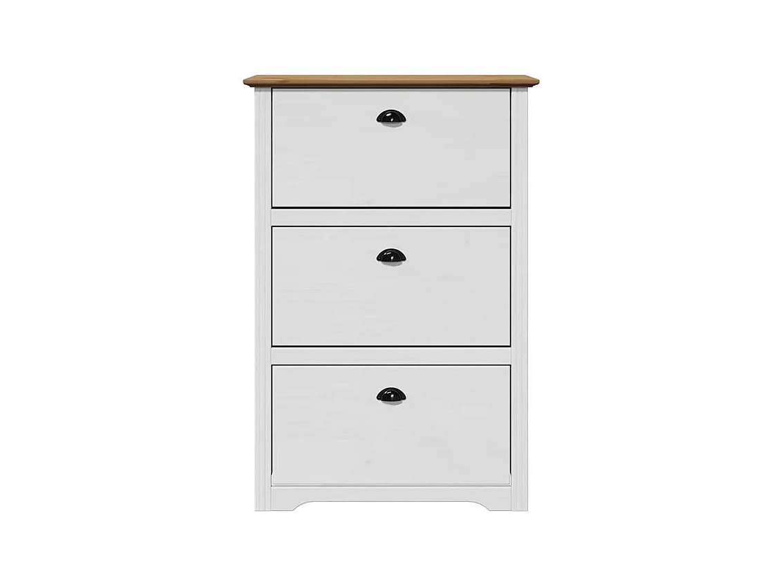 Étagère à chaussures BODO blanc et marron 80x35x118