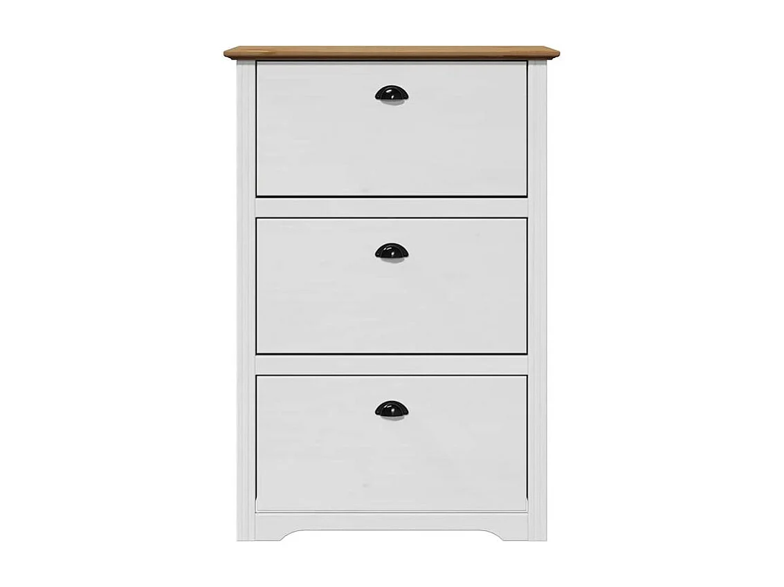 Étagère à chaussures BODO blanc et marron 80x35x118