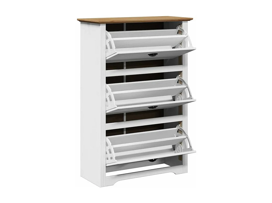 Étagère à chaussures BODO blanc et marron 80x35x118