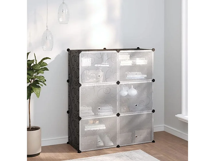 Étagère à chaussures Noir 84,5x31x93,5 PP