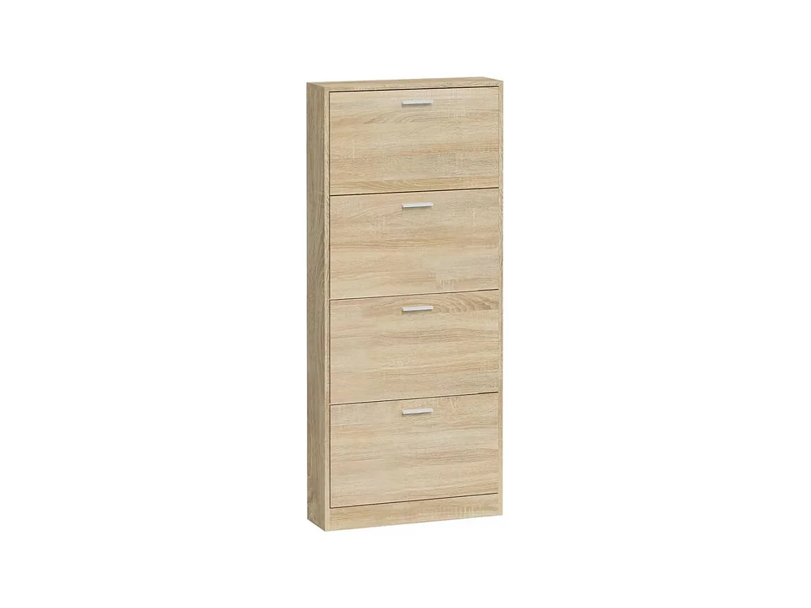 Armoire à chaussures en bois Puerto L59xH150xP17 – 4 portes rabattables-Couleur Chêne clair