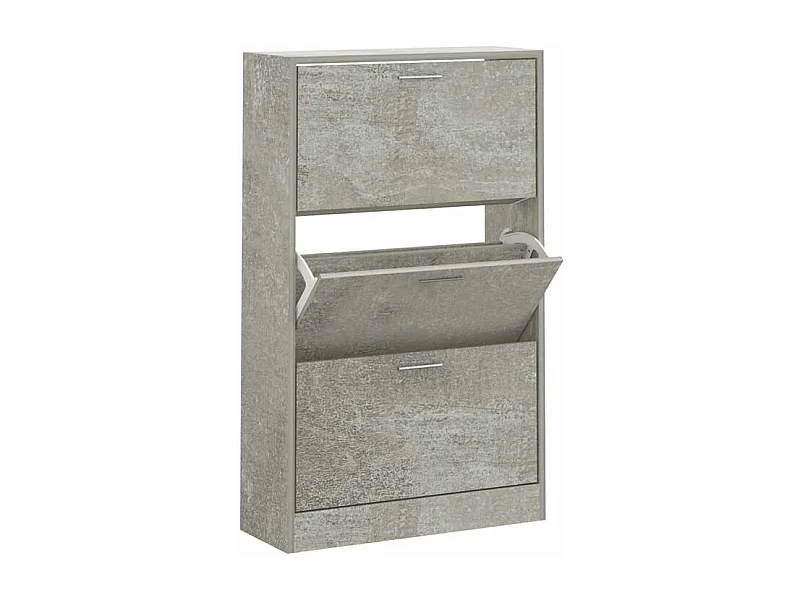Armoire à chaussures en bois Puerto L63xH103xP24 – 3 portes rabattables-Couleur Gris béton