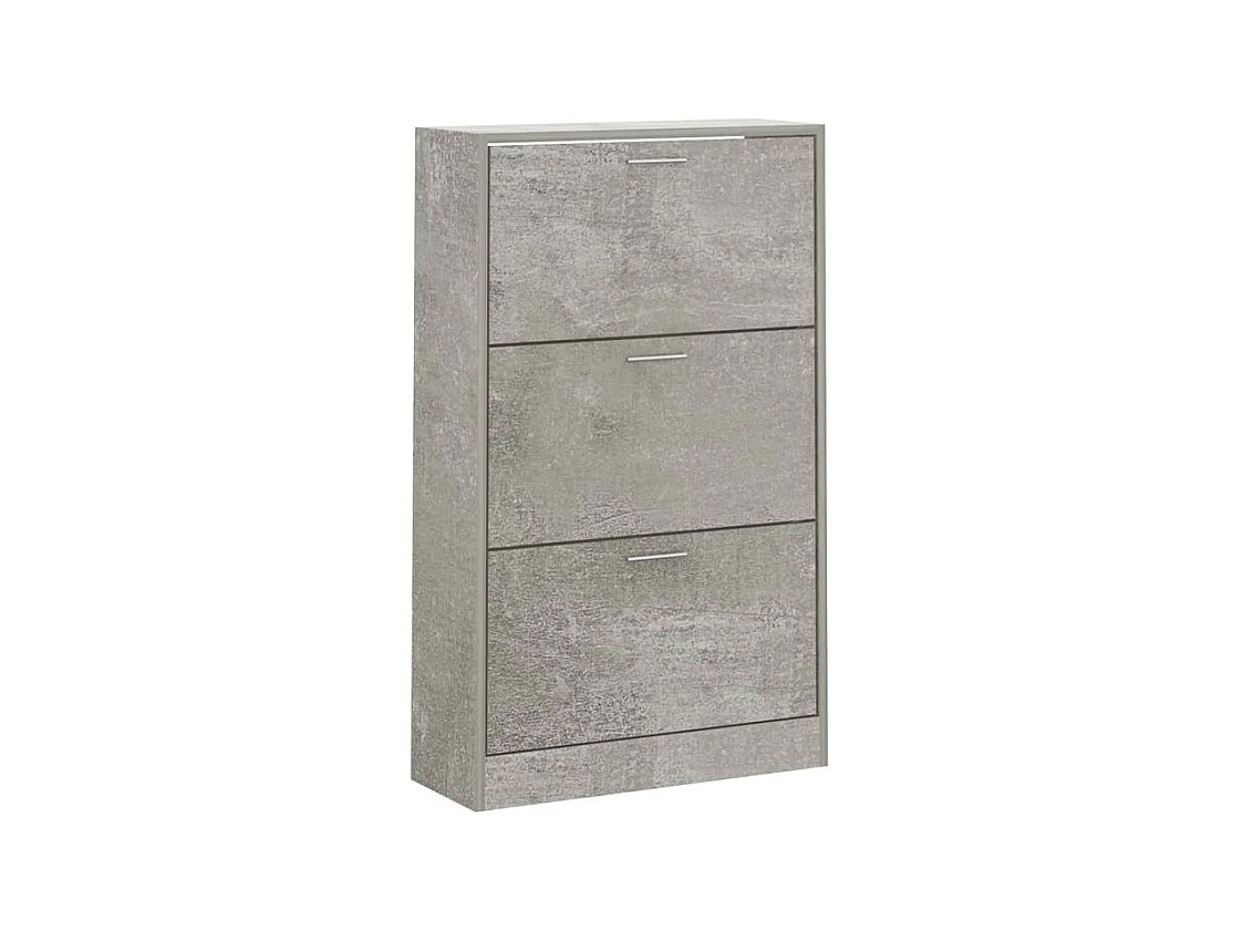 Armoire à chaussures en bois Puerto L63xH103xP24 – 3 portes rabattables-Couleur Gris béton