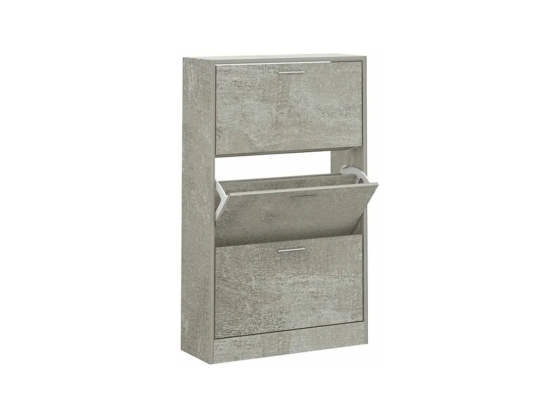 Armoire à chaussures en bois Puerto L63xH103xP24 – 3 portes rabattables-Couleur Gris béton