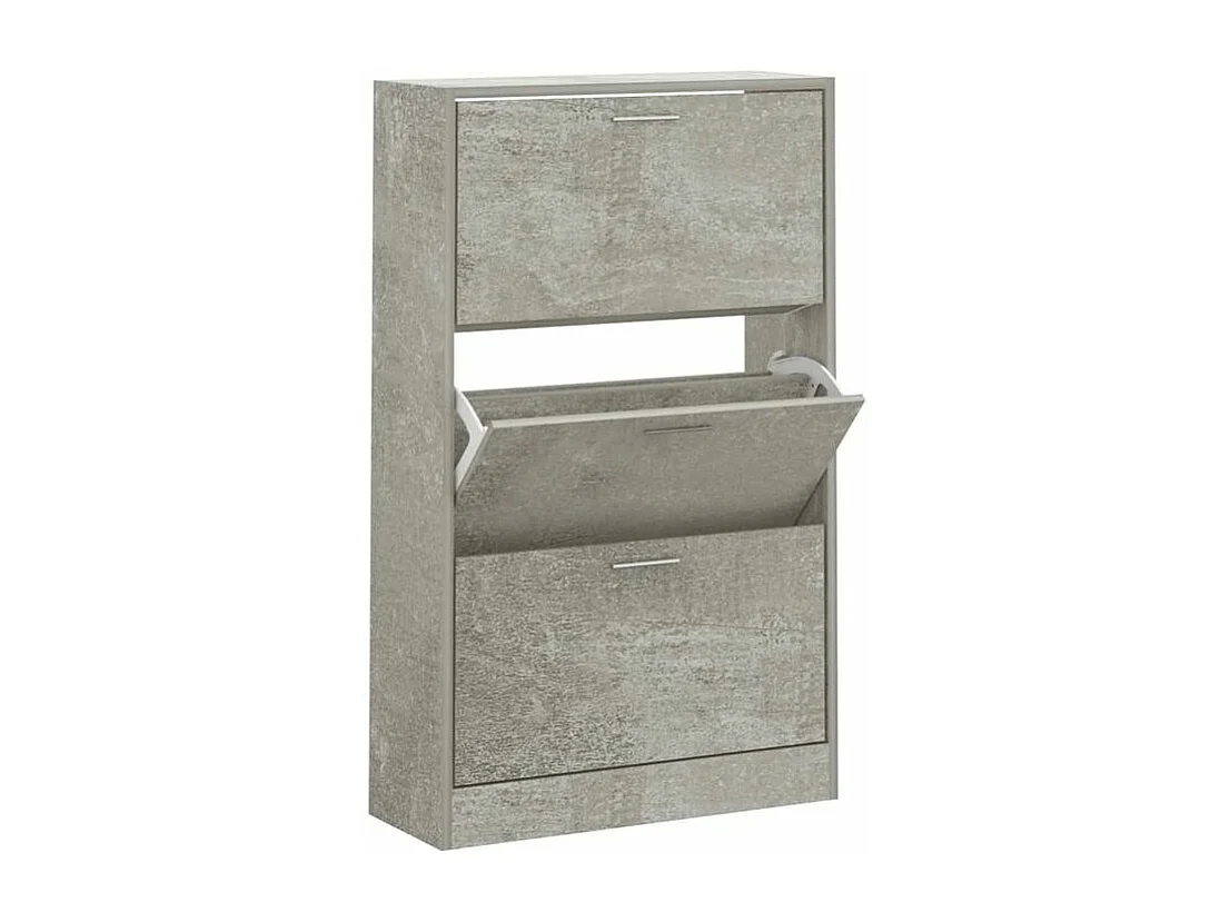 Armoire à chaussures en bois Puerto L63xH103xP24 – 3 portes rabattables-Couleur Gris béton
