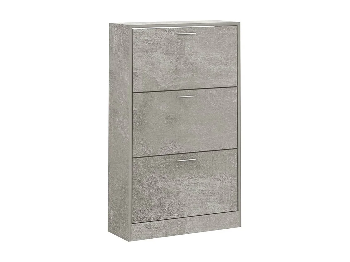 Armoire à chaussures en bois Puerto L63xH103xP24 – 3 portes rabattables-Couleur Gris béton