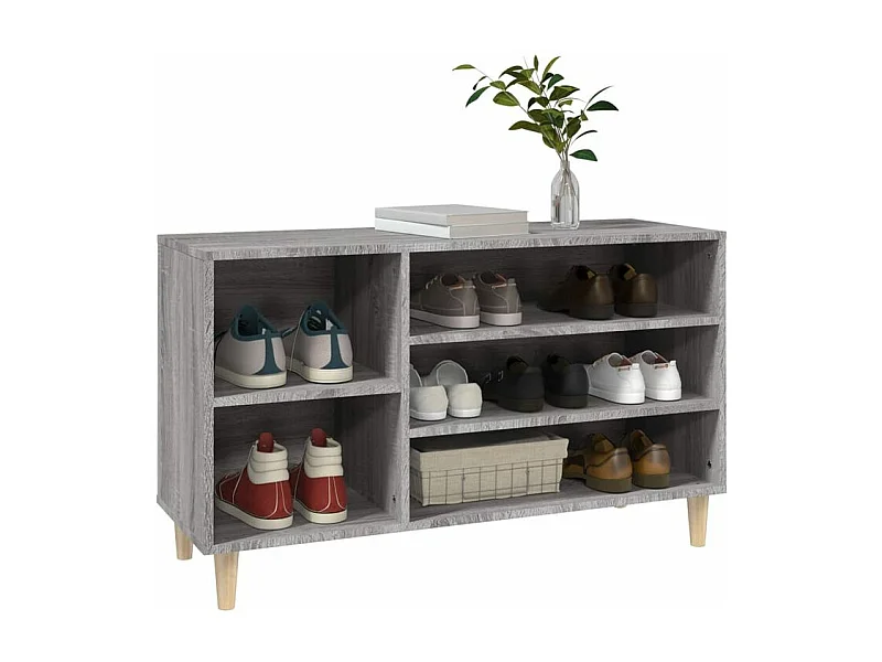 Meuble à chaussures Briko – Style et rangement optimal-Couleur Chêne gris-Modèle de pieds Naturel