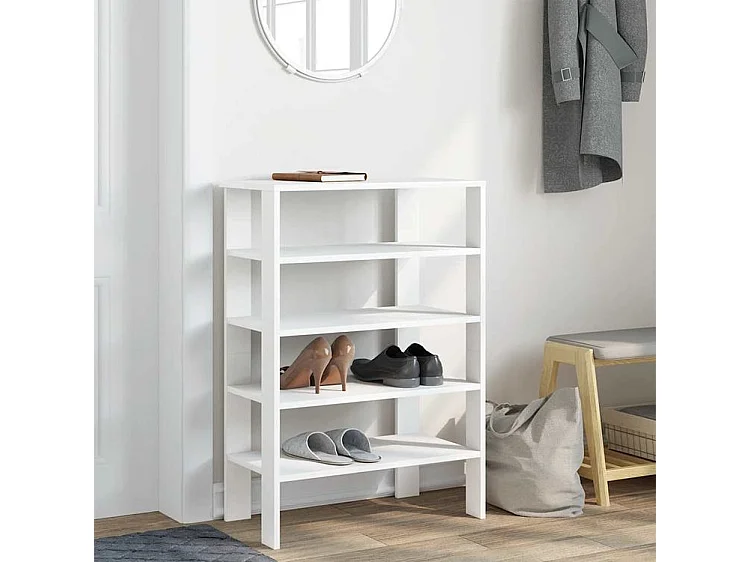 Étagère à chaussures blanc 61x32x87,5 bois d'ingénierie