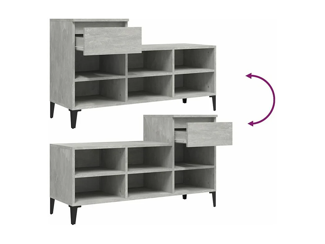 Armoire à chaussures Gris béton 102x36x60 Bois d'ingénierie