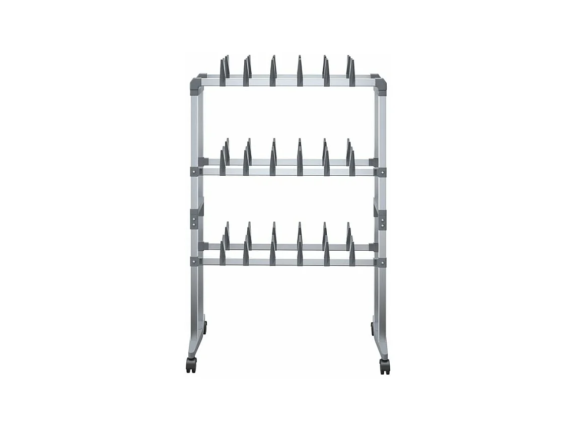 Étagère à chaussures avec roulettes Argenté 66x27x100