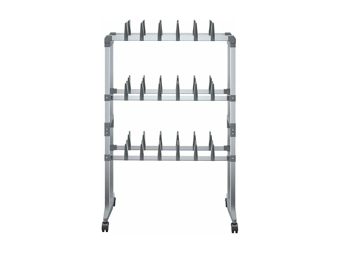 Étagère à chaussures avec roulettes Argenté 66x27x100