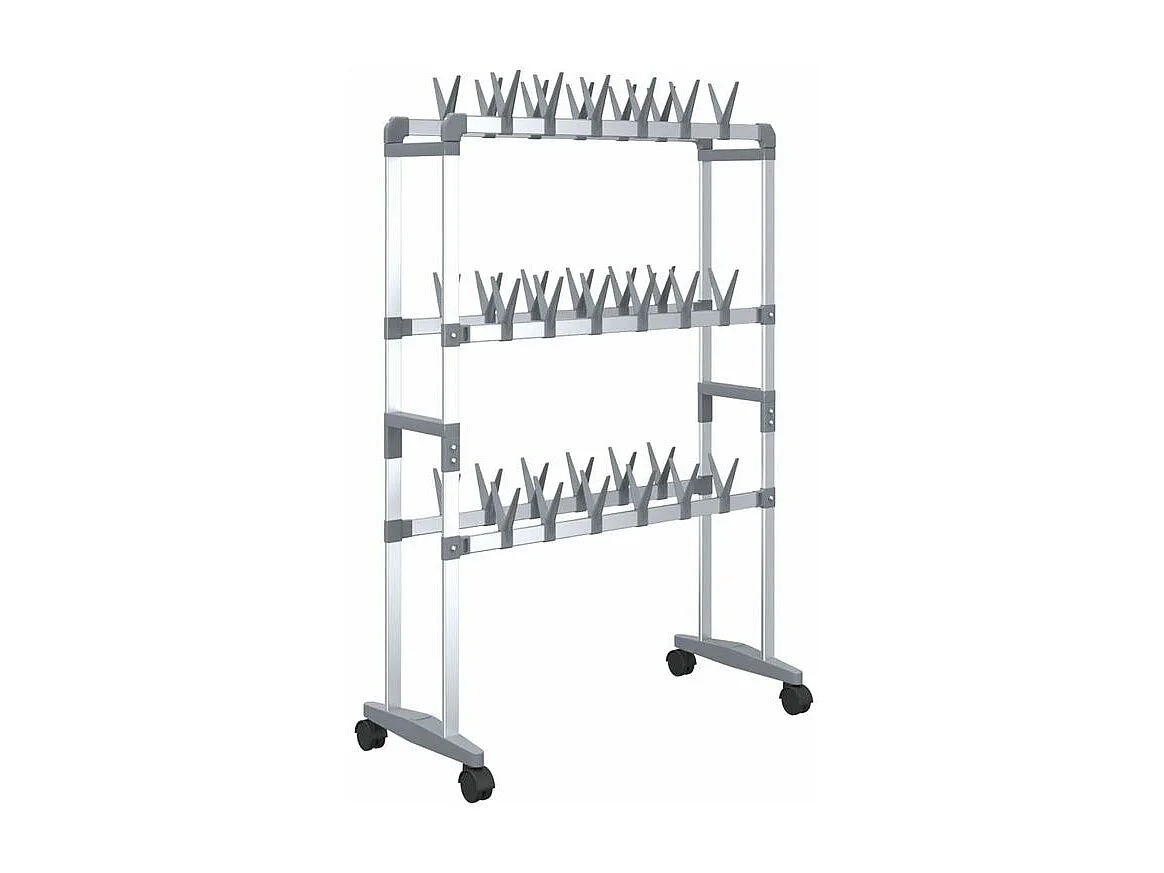 Étagère à chaussures avec roulettes Argenté 66x27x100