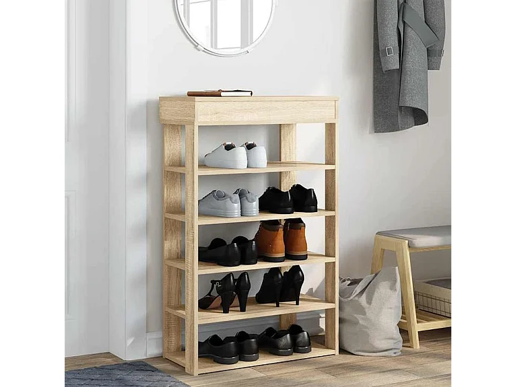 Étagère à chaussures chêne sonoma 60x30x98 bois d'ingénierie