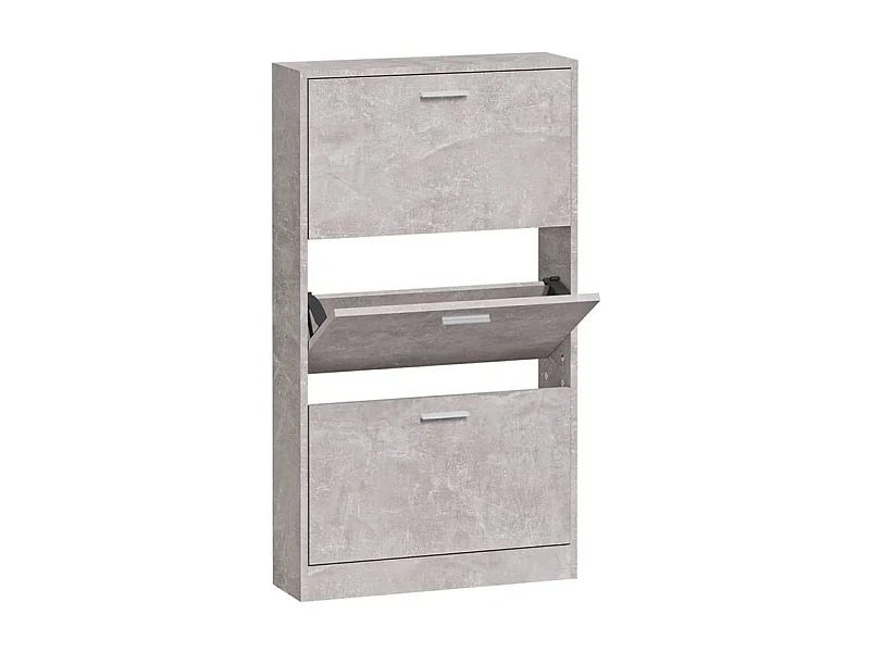 Armoire à chaussures en bois Puerto L59xH108xP17 – 3 portes rabattables-Couleur Gris béton