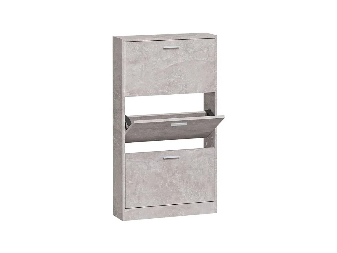 Armoire à chaussures en bois Puerto L59xH108xP17 – 3 portes rabattables-Couleur Gris béton