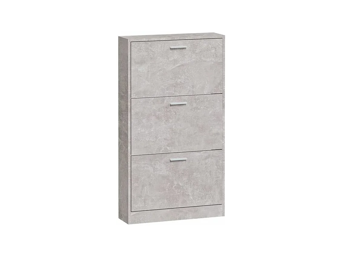Armoire à chaussures en bois Puerto L59xH108xP17 – 3 portes rabattables-Couleur Gris béton