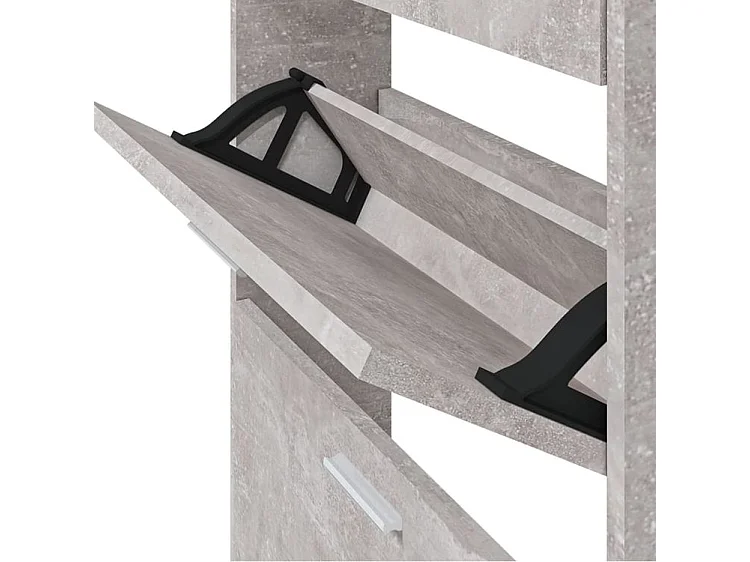 Armoire à chaussures en bois Puerto L59xH108xP17 – 3 portes rabattables-Couleur Gris béton