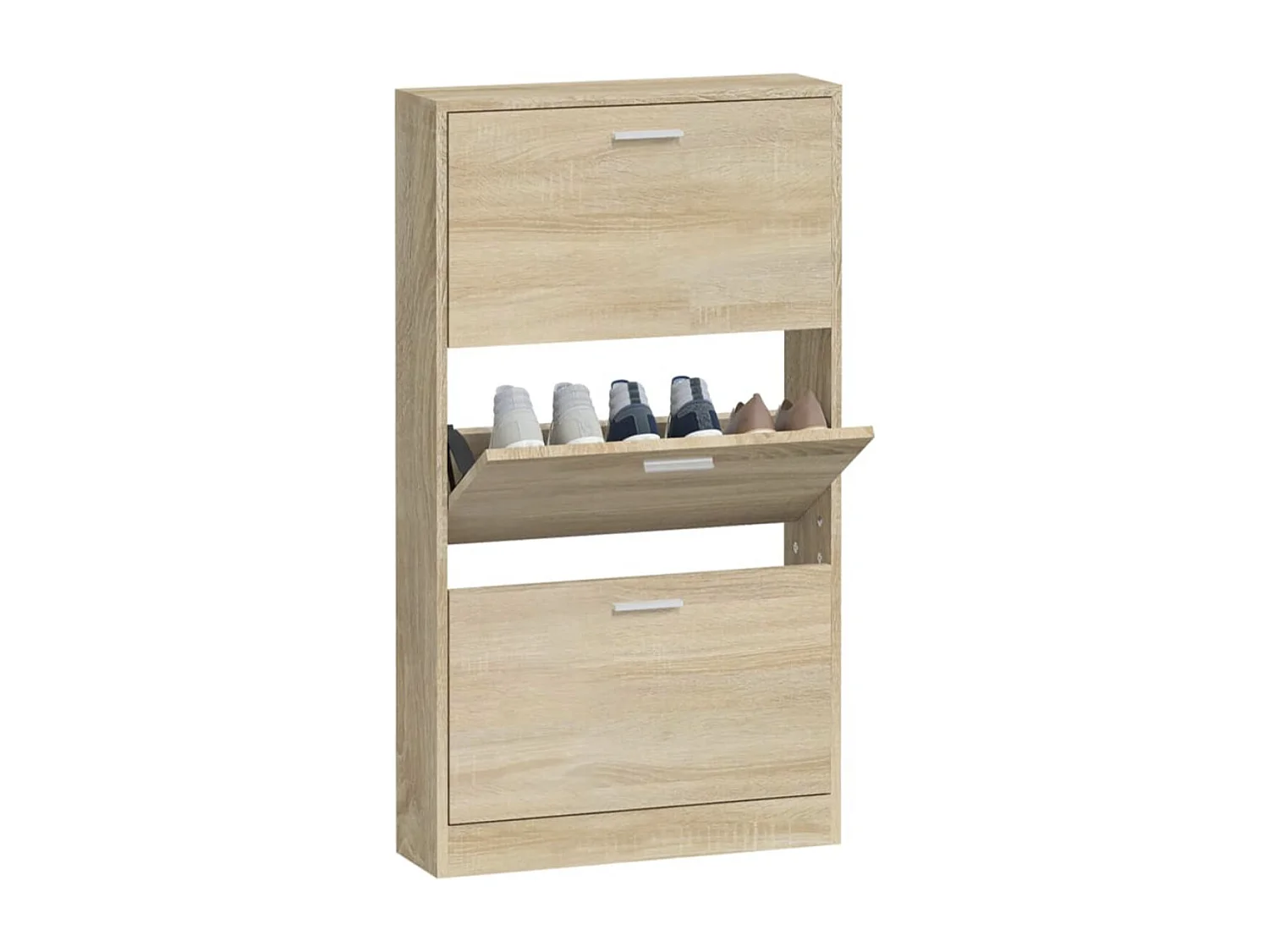 Armoire à chaussures en bois Puerto L59xH108xP17 – 3 portes rabattables-Couleur Gris béton