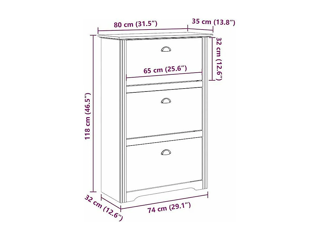 Étagère à chaussures BODO gris 80x35x118