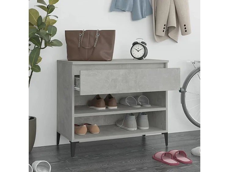 Armoire à chaussures Gris béton 70x36x60 Bois d'ingénierie