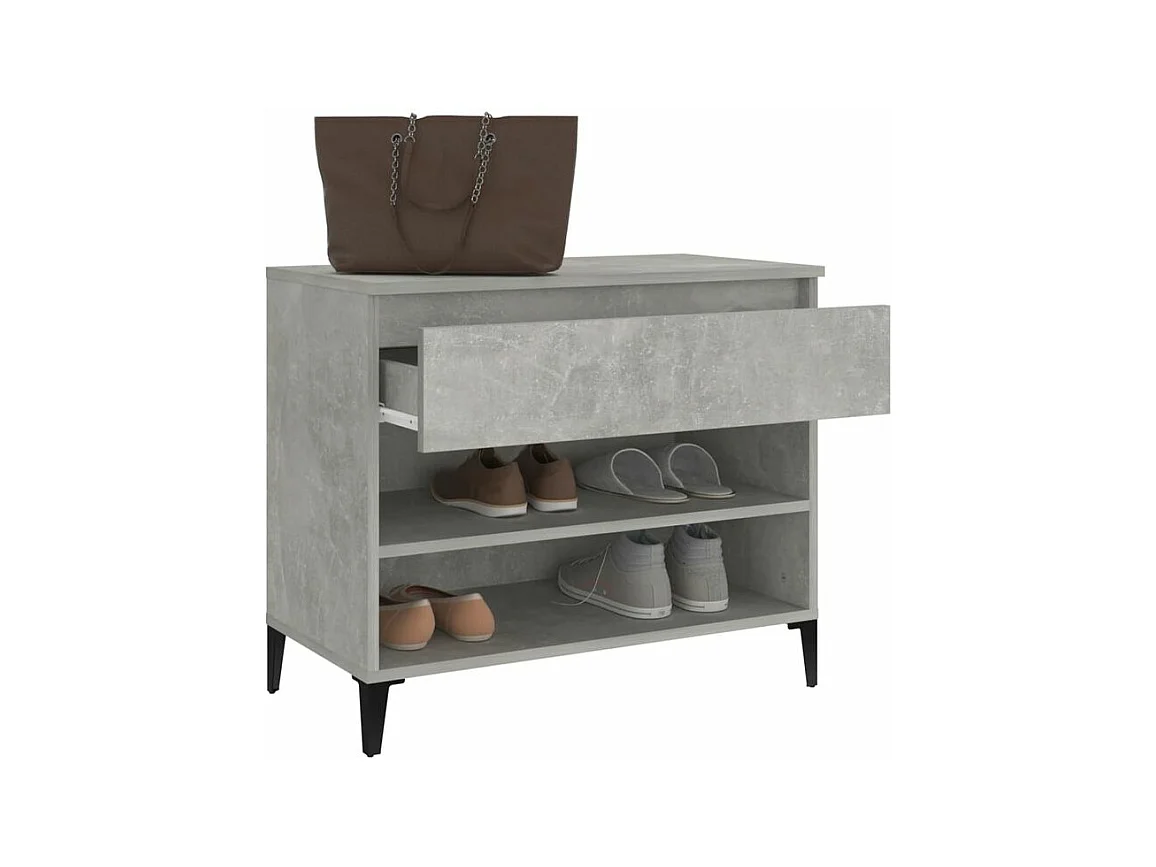 Armoire à chaussures Gris béton 70x36x60 Bois d'ingénierie