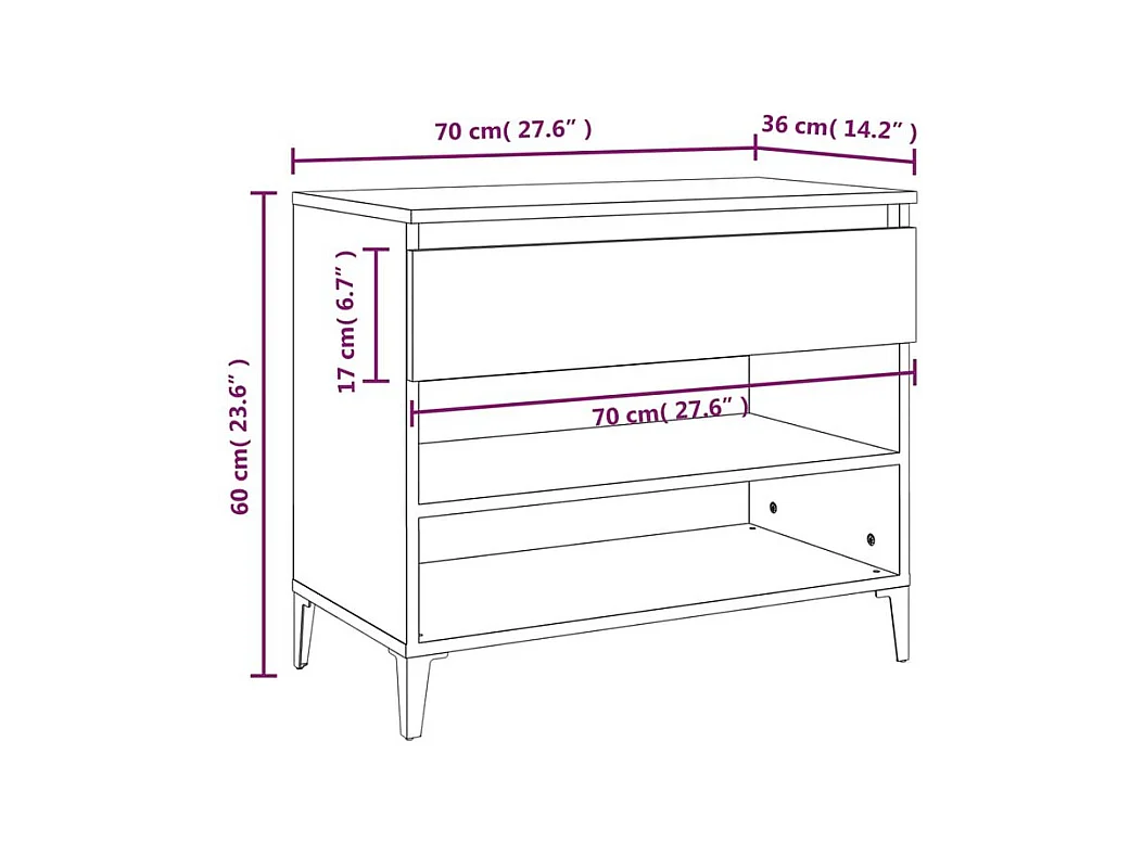 Armoire à chaussures Gris béton 70x36x60 Bois d'ingénierie