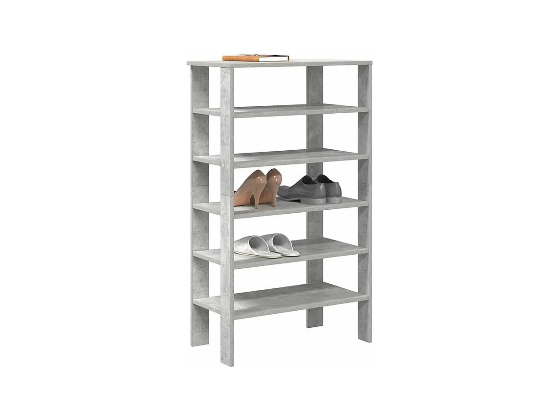 Étagère à chaussures gris béton 61x32x105 bois d'ingénierie