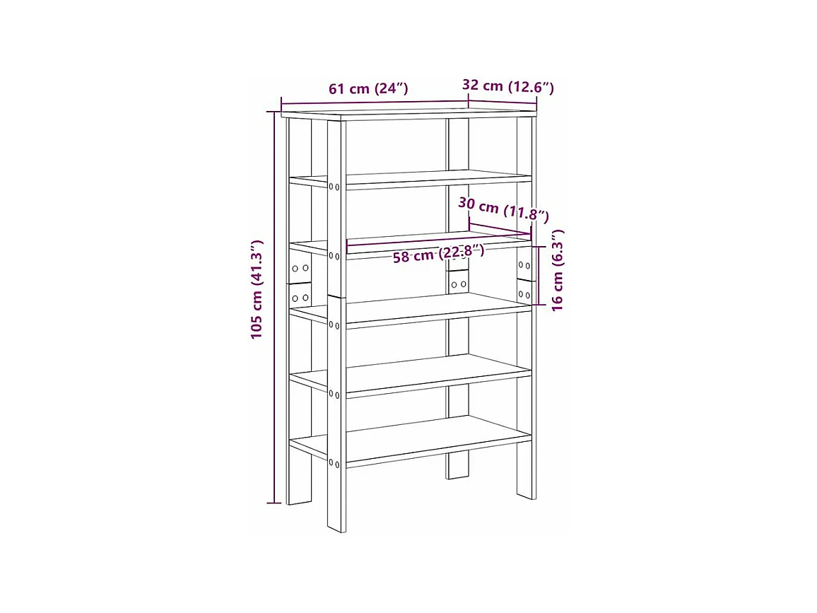 Étagère à chaussures gris béton 61x32x105 bois d'ingénierie