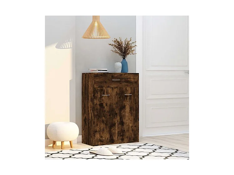 Armoire à chaussures Chêne fumé 60x35x84 Bois d'ingénierie