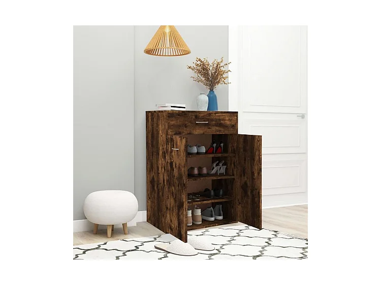 Armoire à chaussures Chêne fumé 60x35x84 Bois d'ingénierie