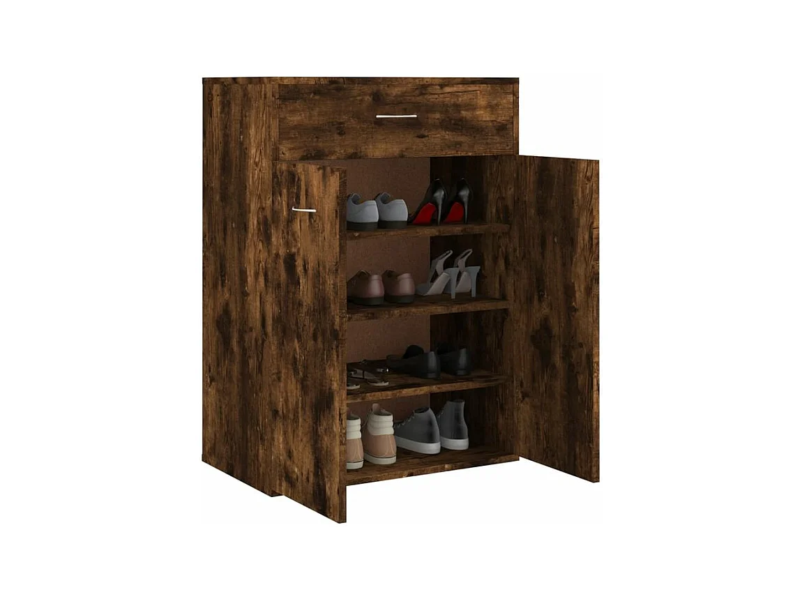 Armoire à chaussures Chêne fumé 60x35x84 Bois d'ingénierie