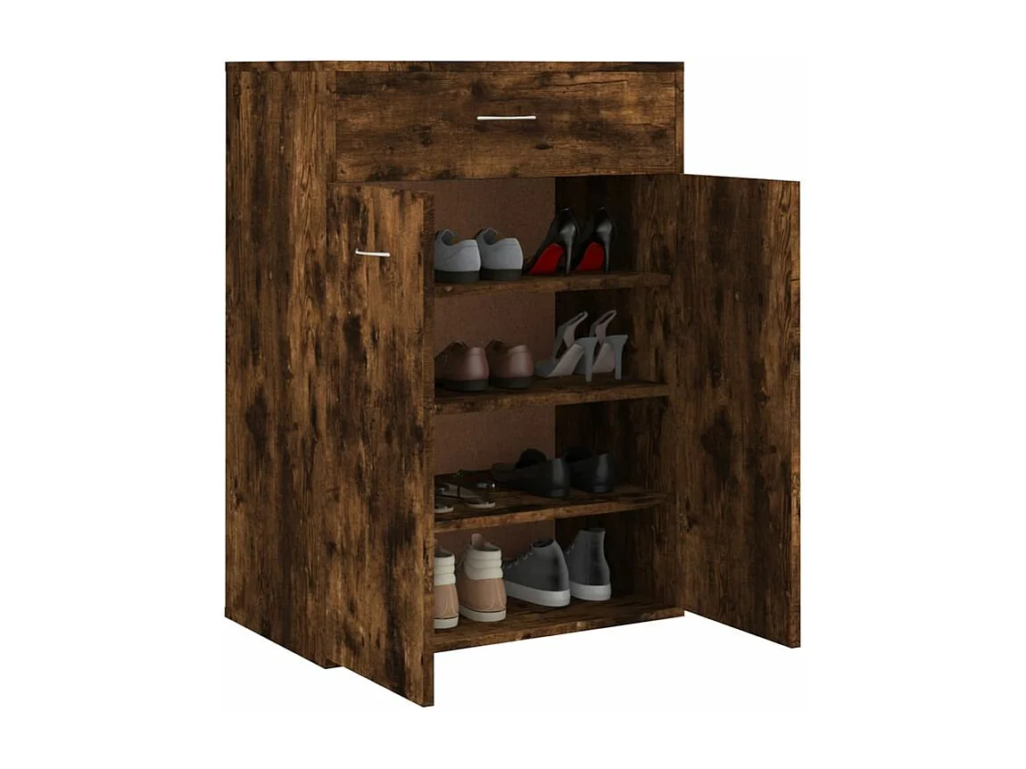 Armoire à chaussures Chêne fumé 60x35x84 Bois d'ingénierie