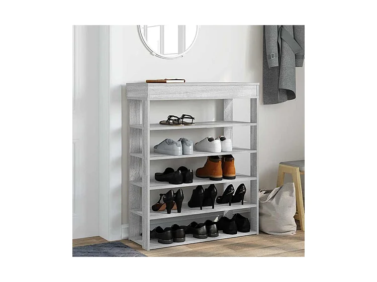 Étagère à chaussures sonoma gris 80x30x98 bois d'ingénierie