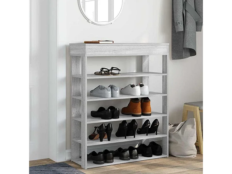 Étagère à chaussures sonoma gris 80x30x98 bois d'ingénierie