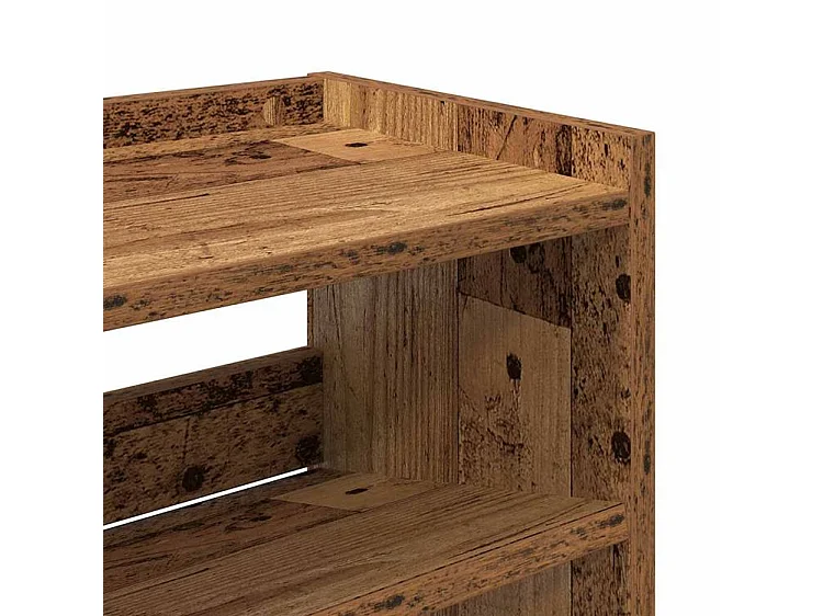 Étagère à chaussures en bois Manda L 80 x H 62cm - Rangement 3 niveaux-Couleur Marron