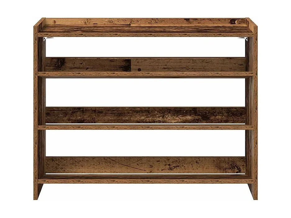 Étagère à chaussures en bois Manda L 80 x H 62cm - Rangement 3 niveaux-Couleur Marron