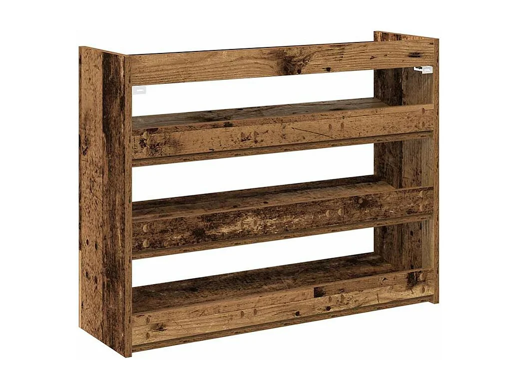 Étagère à chaussures en bois Manda L 80 x H 62cm - Rangement 3 niveaux-Couleur Marron