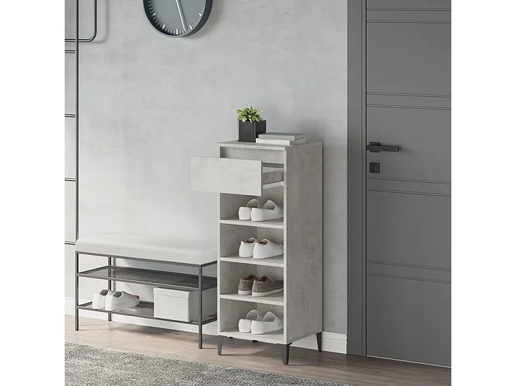 Étagère à chaussures Gris béton 40x36x105 Bois d'ingénierie