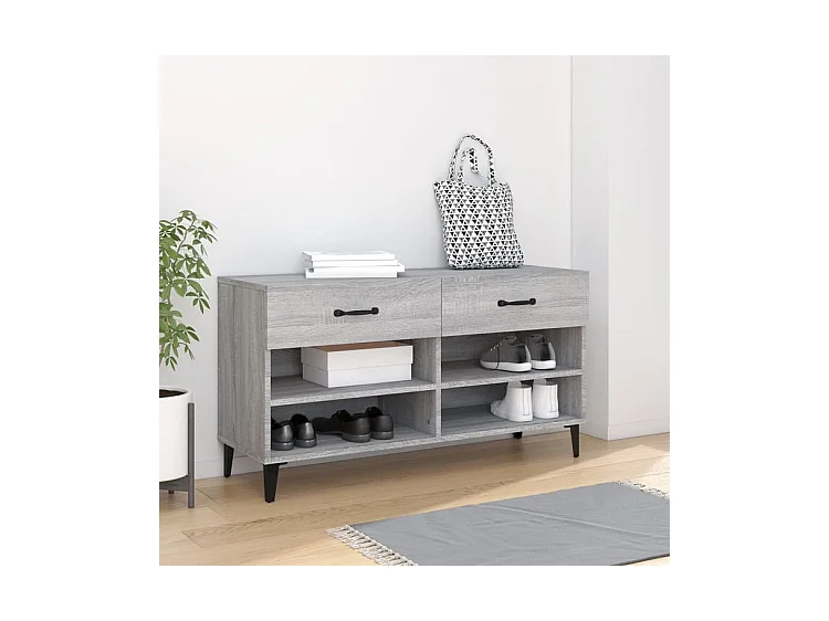 Meuble à chaussures Sonoma gris 102x35x55 Bois d'ingénierie