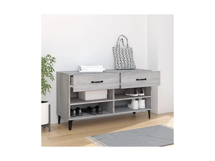 Meuble à chaussures Sonoma gris 102x35x55 Bois d'ingénierie