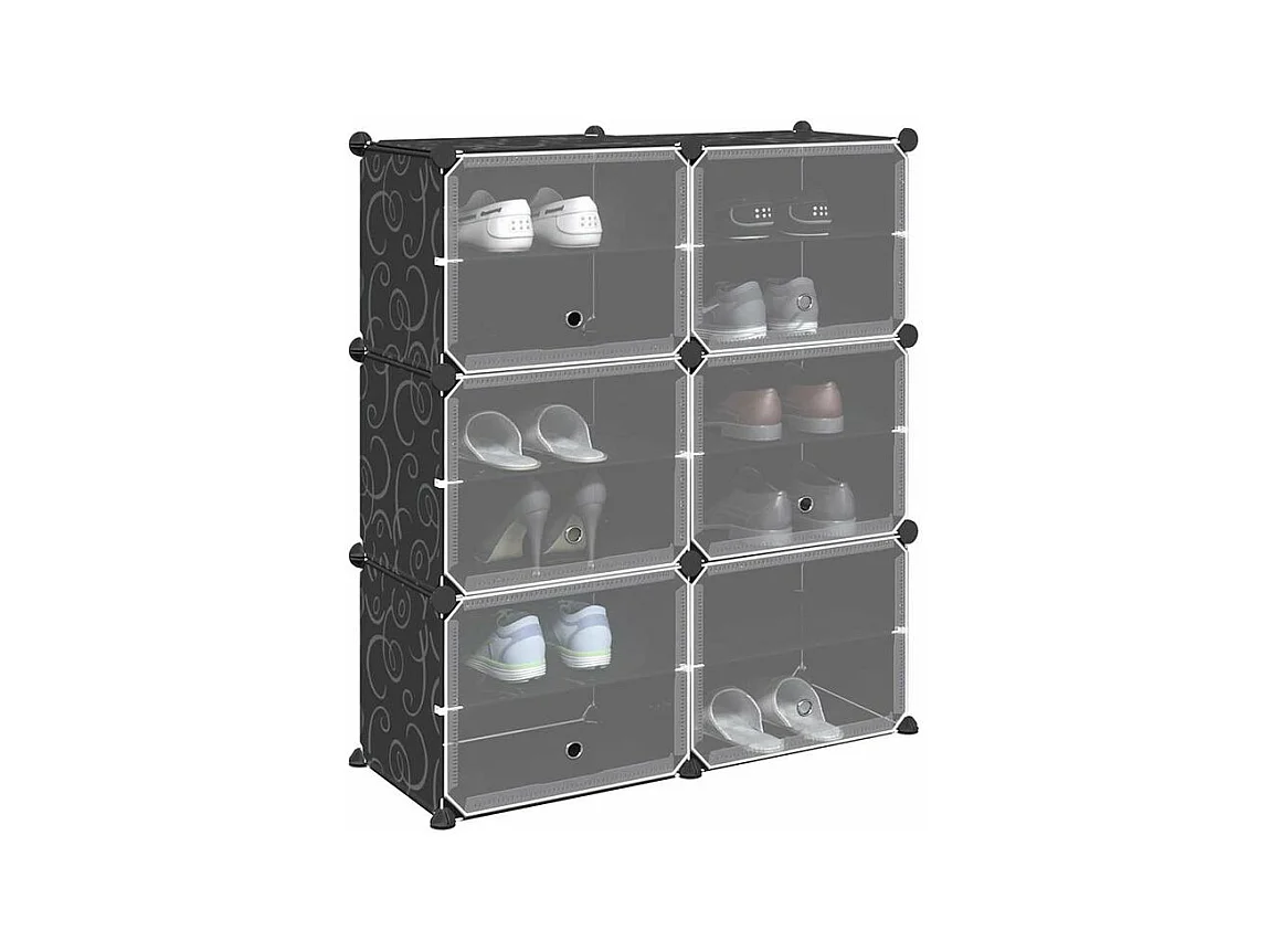 Cubes de rangement 6 pcs avec portes noir PP