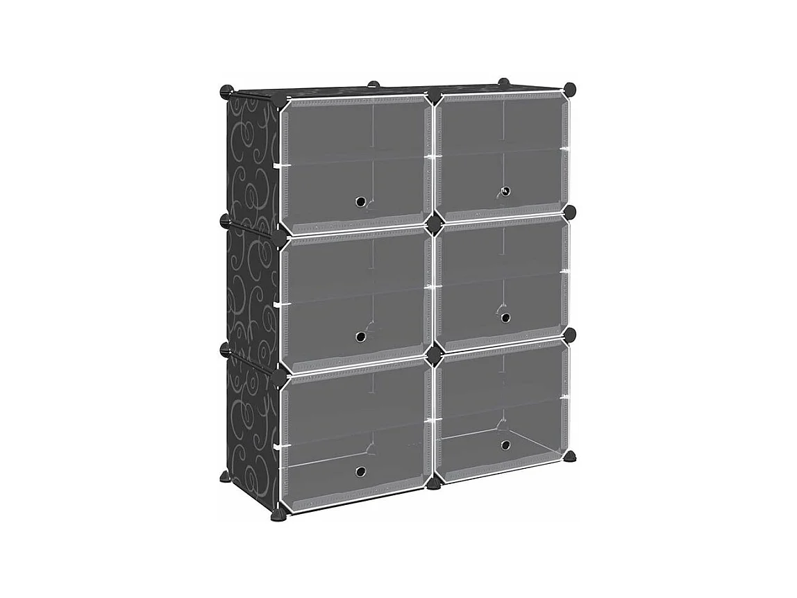 Cubes de rangement 6 pcs avec portes noir PP